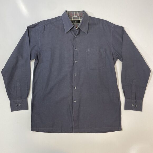 VTG Pierre Balmain Men’s Large Gray Woven Dress Shirt Monsieur Button 42 - Picture 1 of 8